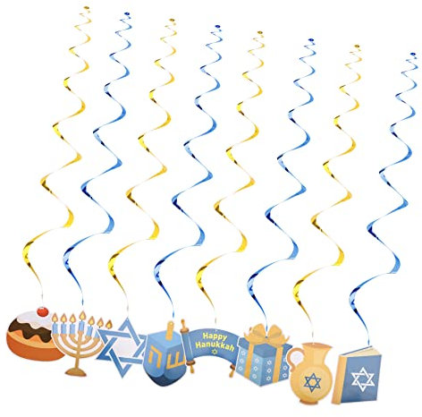 jojofuny 30st Chanukka-Dekoration Blaue Verzierung Chanukka-Party-dekor Blaue Partei Blaues Dekor Blaue Luftschlangen Fröhliches Chanukka-Banner Ornament Spiral- Papier