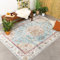 FRAAI | Home & Living Vintage Gartenteppich - Santo Medaillon Hellblau - Wetterfest - Polyester - Flachgewebe - Balkon, Garten/Terrasse - Terrasse - Rug