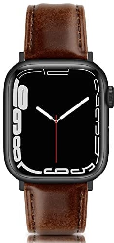 Tuocal Genuine Leather Strap Compatible with Apple Watch 42mm(Series 3/2/1) 44mm 45mm 46mm for Men Women, Vintage Leather Straps Compatible with Apple Watch Series 10 9 8 7 6 5 4 3 2 1 SE