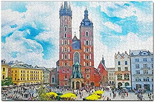 Poland St. Mary's Basilica Krakow Jigsaw Puzzle For Adults 1000 Piece Wooden Travel Gift Souvenir 38 * 26cm