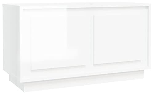 vidaXL Mobile Porta TV Bianco Lucido 80x35x45 cm in Legno Multistrato