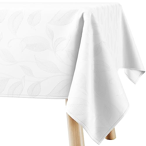 Filumi Tischdecke 150x350 cm Weiß Abwaschbar Für Indoor Outdoor Pflanzenmuster Amalu