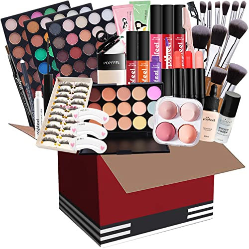 32St Schminkkasten Make-Up Set, Professionelles Schönheit Schmink Set mit Lidschatten Lippengloss Concealer Usw, Multifunktions Kosmetik Produkte Set für Teenager-Mädchen Frauen mit Aufbewahrungskiste