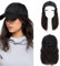 SEGO Wig Cap mit Haaren Extension mit Baseballmütze BOB Perücke Haarverlängerungen Gewellt Haarteil wie Echthaar Damen 20 cm Braun