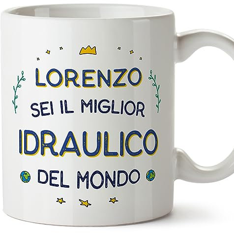 Mugffins Tazza Personalizzata in ceramica per IDRAULICO uomo 11 oz / 350 ml - In italiano - Migliore del Mondo - Idea regalo per compleanno, anniversario, natale, laurea