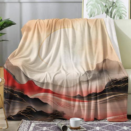 ECOTOS Kuscheldecke Flauschig Berge, Große Decke Fleecedecke 220x240 Landschaft, Flanell Sofadecke Blanket XXL, Wohndecke Schlafdecke Winter Warm Weich, Deko Decken für Couch Bed