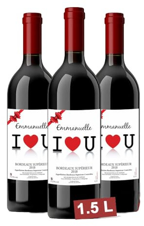 Magnum vin rouge 1,5L Bordeaux Supérieur 2021 – Etiquette personnalisée bouteille vin personnalisée pour anniversaire, fête, mariage… [ Vin coffret cadeau ] (3)