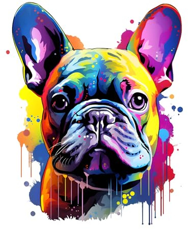 GRAZDesign Wandtattoo Hund Französische Bulldogge buntes cooles Wandsticker für Jugendzimmer, Kinderzimmer, Wohnzimmer Wandaufkleber - 51x40cm