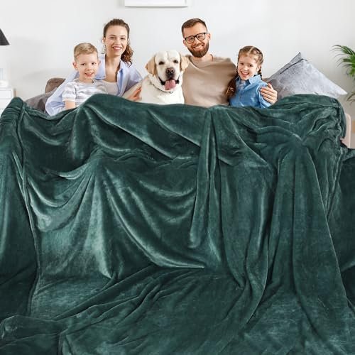 Aemilas Übergroße King-Size-Decke, 304,8 x 304,8 cm, extra weich, groß, 3 x 3 m, dunkelgrün – gemütliche Flanell-Fleece-Überwurfdecken für Bett, Sofa, Couch, Reisen, Camping