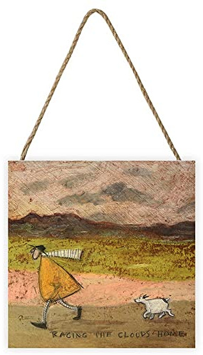 Sam Toft - Holzblock Racing The Clouds Home, mehrfarbig, 20 cm x 20 cm x 2,7 cm