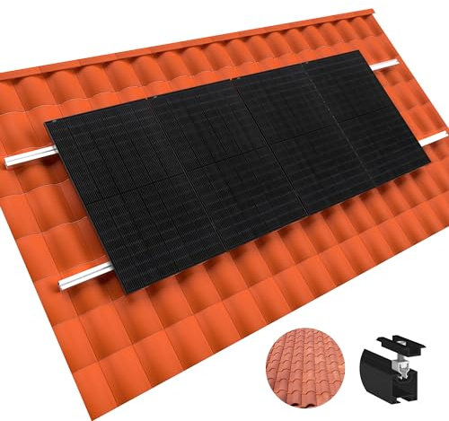 4x doitBau Basis-Montageset Klickfix Ziegeldach schwarz für Solarmodule Schrägdach Ziegel Pfannen Ton Keramik Beton befestigen Photovoltaik Halterung Befestigung PV Set Modul Dach Solar Anlage