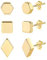 Gold Ohrringe Ohrstecker Set Damen, Kleine Geometrische Ohrstecker Hypoallergen Quadratische Ohrsteck Klein Sechseckiges Ohrsteck Statement Flaches Ohrringe für Mehreren Piercings