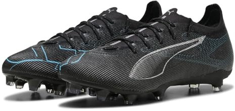 PUMA Unisex Ultra 5 PRO FG/AG Fussballschuh, Black Silver-Bright Aqua, 46.5 EU