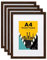Egofine Lot de 4 cadres photo A4 en bois avec verre acrylique - Cadre en MDF - Passe-partout pour photos A5 - Cadre de certificats - Pour montage sur table et mural - 21 x 29,7 cm - Marron