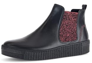 Gabor Damen Chelsea Boots, Frauen Stiefeletten,Best Fitting,Booties,halbstiefel,Kurzstiefel,uebergangsschuhe,schwarz/rot,41 EU / 7.5 UK