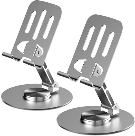 XunyLyee 2 Pack Phone Stand, Adjustable Phone Holder Stand Dock - Full Aluminum Desktop Holder Stand for iPhone 16 15 14 13 12 11, Galaxy S24 Ultra S23, All 4-8 Mobile Phones - Grey
