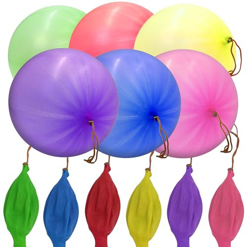 NAVOYS 22pc Multi-Coloured Punch Balloons - Premium Balloons with Elastic Band Handles - Multicoloured - Fun Childrens Party Bag Fillers, Pinata Fillers | Kids Indoor and Outdoor Games