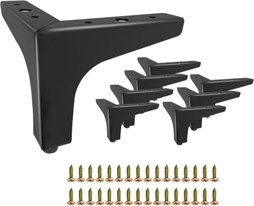 Abaigeal 8 Pcs Metal Furniture Legs - 5inch/13cm Modern Sofa, Triangle Cabinet, Coffee Table, Heavy Duty Chair DIY Replacement With Screws - Matt Black