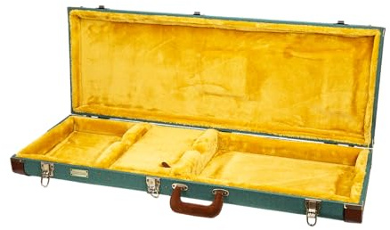 Crossrock Master Series Electric Guitar Case for Fender Stratocaster & Telecaster | Malachite Blue Tweed Exterior, Re-Engineered Wooden Shell, Leather Handle(CRW720EMB)
