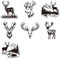 WADORN 7 Stücke Deer Buck Elch Berge Bäume Jagd Vinyl Auto Aufkleber Aufkleber Aufkleber Mit Elch Mountain Geweih Im Freien Wasserfest Silhouette Für Autofenster Für LKW Werkzeugkästen Laptop