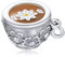 Floral Tea Cup Charm Bead Genuine 925 Sterling Silver Compatible With Pandora Bracelet