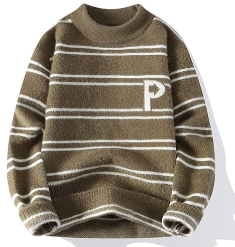 Cappotti da uomo Elegante Autunno Maschio Autunno E Inverno Casual Collo Alto Stand Manica Lunga Vacanza All'aperto Maglia Maglione di Lana Top Pelle Spolverino Cappotto per gli uomini, cachi, M