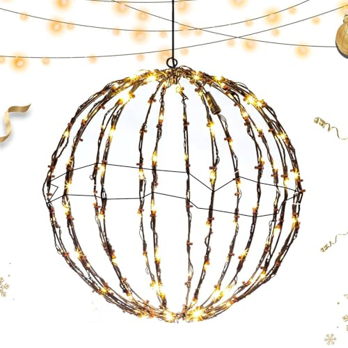 LED Leuchtkugel, beleuchtete Weihnachtskugel - Faltbare LED Kugel - Fantasy Urlaub Dekoration Dekoration Garten für Bäume Garten