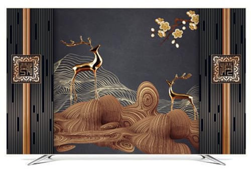 Indoor 24-85 Inches TV Cover Dust Proof TV Screen Protector For LCD LED Modern Style Painting TV Dust Cover Bedroom Living Room Decoration(Size:85IN(W190xH110CM),Color:A)