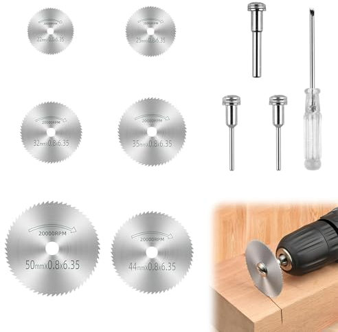 Disques de Coupe pour Dremel, Lames de Mini Scie Circulaire Multifonctionnelles pour Bois, Plastique, Métal, Set de 6 Tailles avec Tournevis Inclus, Haute Précision et Durabilité