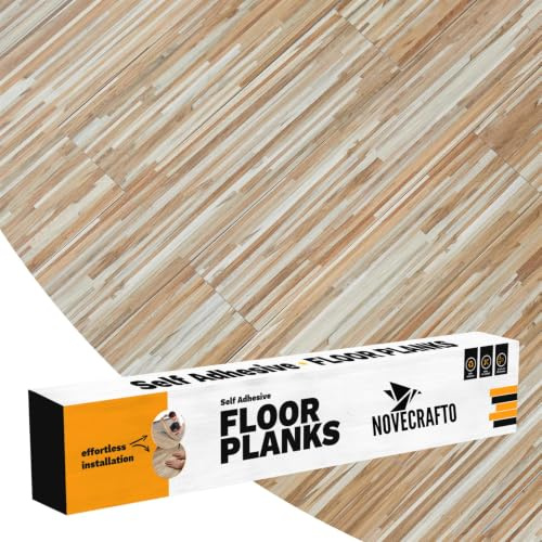 Self Adhesive Floor Planks - 30 Pack Cover 44.88 sq ft / 4.17 sqm - Beige Vinyl Flooring Set - Peel and Stick Tiles - 36x5.98 in (91.4x15.2cm) - Vinyl Floor Tiles - Beige Mix Wood Grain Flow Effect