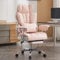 Efomao Desk Office Chair, Big and Tall PU Leather Ergonomic Office Chair, 200KG Adjustable High Back Computer Chair,Executive Swivel Chair with Footrest and Lumbar Support, Light Pink