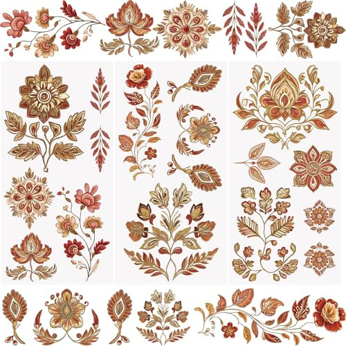 WANDIC 3 hojas de pegatinas de transferencia,pegatinas para muebles diseño vintage de hojas y flores, para manualidades, álbumes de recortes, tazas, 15 x 30 cm