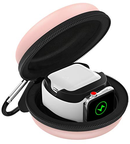 Astorgos Aufbewahrungsbox Kompatibel mit Apple Watch Series 11/10/9/8/7/6/5/4/3/2/1/SE3/SE2/SE,Tragbares Reiseetui für iWatch 46mm 45mm 44mm 42mm 41mm 40mm 38mm AirPods Pro/3/2/1 Ladedock, Roságold