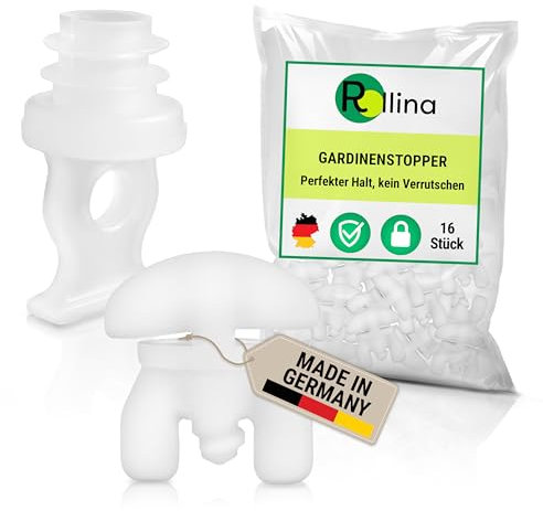 Rollina Gardinenstopper für Schienen | Stopper für Gardinenschiene | Standardgröße für Vorhangschienen mit 3-10 mm Laufkanal (10 Zwischen- & 6 Endfeststeller)