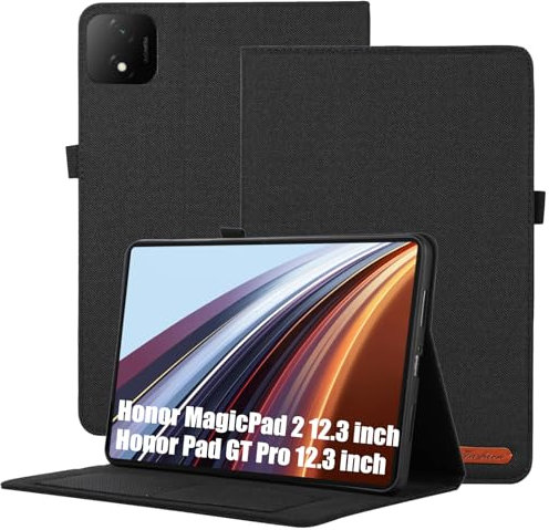 XLTTONG for Honor MagicPad 2 12.3 inch Case,TPU Bumper Folio Stand Card Holder Protective Cover Case for Honor Pad GT Pro 12.3 inch Tablet (Black)