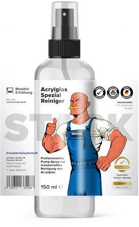 Acrylglas Spezialreiniger Spray - Acrylglas Reiniger für alle Acrylglas Oberflächen - Premium Plexiglas Reiniger ohne Kratzer - Kunststofffenster Reiniger (150ml)