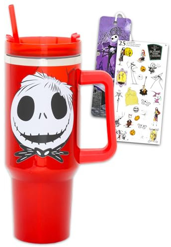 Disney Nightmare Before Christmas Stainless Steel Cup Set - Bundle with Jack Skellington Tumbler, Sticker, More | Disney Tumblers for Girls, Boys