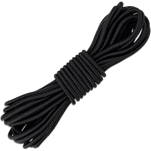 Cordoncino in gomma, 10 m x 4 mm, elastico rotondo, corda in gomma, corda di gomma nera, corda elastica, corda di tensione per teloni, teloni, tende da sole, striscioni (nero)