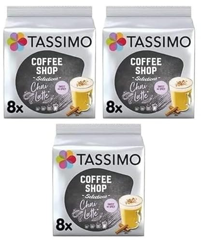 Tassimo Coffee Shop Selections Chai Latte Coffee Pods x8 (Pack of 3, Total 24 Capsules)