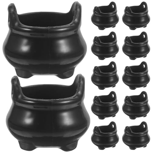 Housoutil 24Pcs Mini Witch Cauldron Plastic Halloween Micro Landscape Dollhouse Decorations for Party and Home Display