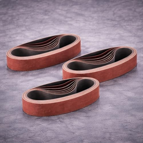 WODHMIEY 10×355mm Aluminiumoxid Schleifbänder 3/8×14 Zoll – 30 Stück Körnung 400 600 800 – Feines Schleifband Set für Polieren Schleifen Holz Metall Kunststoff – Passend für Bandschleifer