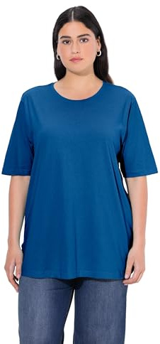 Ulla Popken Damen große Größen Übergrößen Plus Size T-Shirt, Rundhalsausschnitt, Relaxed, Halbarm Tintenblau 46+ 486910754-46+