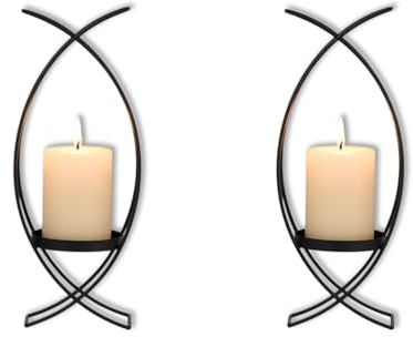Ailelan Wand Kerzenhalter 2 Stück, Metall Wand Kerzenhalterung Vintage | Wandleuchte Halterung Kerz Schwarz, für Teelicht und Stumpenkerzen, Deko Set Wohnzimmer Wanddeko, Schlafzimmer, Esszimmer
