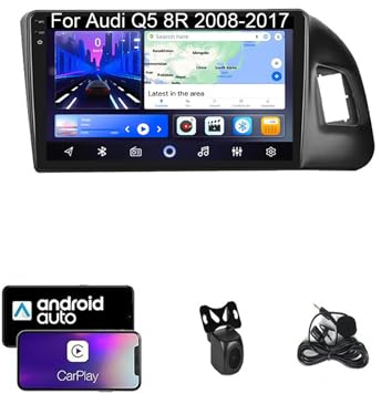 Android 15 - Estéreo De Coche para Audi Q5 8R 2008-2017 con CarPlay Android Auto Inalámbrico, Radio De Pantalla Táctil IPS De 9 Pulgadas con WiFi GPS Mirror Link Bluetooth FM(H100)