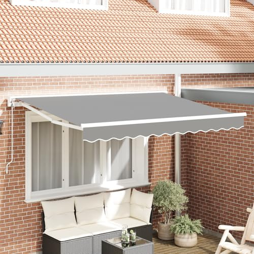 Elektrische Halb-Kassette Markise Einziehbar Metall Gestell mit Fernbedienung UV-beständig Aluminium Pulverbeschichtung Weiß für Terrasse