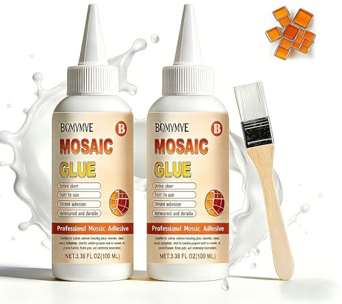 Collante Trasparente per Mosaico, Colla per Vetro Mosaico e Ceramica | Impermeabile ad Asciugatura Rapida con Presa Forte, Perfetta per Piastrelle, Vetro, Ceramica, Pietra e Plastica -200ml