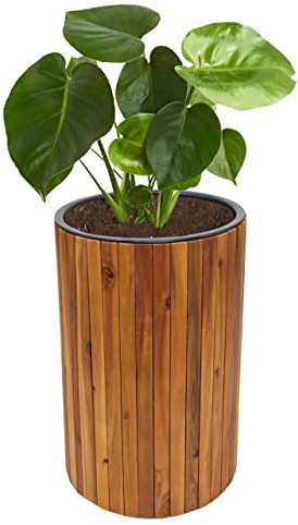 PROREGAL Pflanzkasten | HxBxT 50x34x34cm | Pflanzkübel Blumentopf Blumenkasten | Braun | Rund | Outdoor Akazie Holz MVG-Zertifiziert