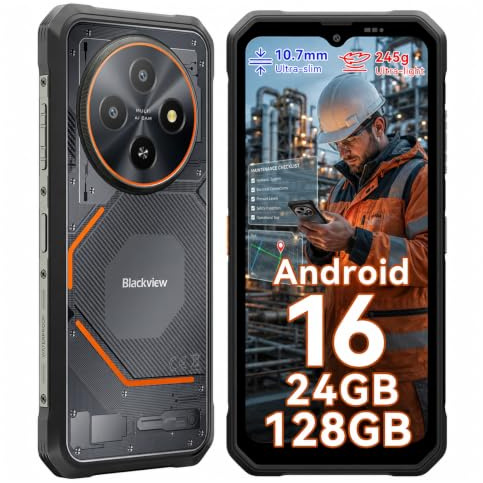 Blackview Fort 2 Rugged Smartphone Android 16 Ultrasottile 245g/10.7mm, 24GB+128GB/TF 2TB, 6.56 90Hz, 16MP+13MP, 4G Telefono Indistruttibile IP69K, NFC/Fingerprint/Modalità Guanti/3 Anni Garanzia