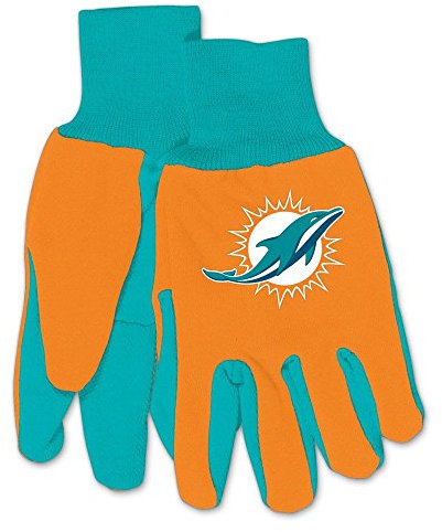 WinCraft NFL Miami Dolphins Two-Tone Gloves, Orange/Green