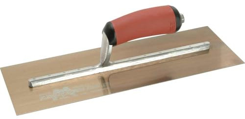 MARSHALLTOWN Finishing Trowel, 121 x 356 mm, Golden Stainless Steel Blade, Curved DuraSoft Handle, Made in USA, MXS73GSD